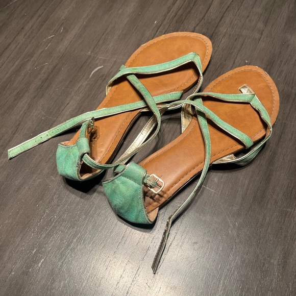 Merona Turquoise Strappy Sandals - Picture 2 of 3